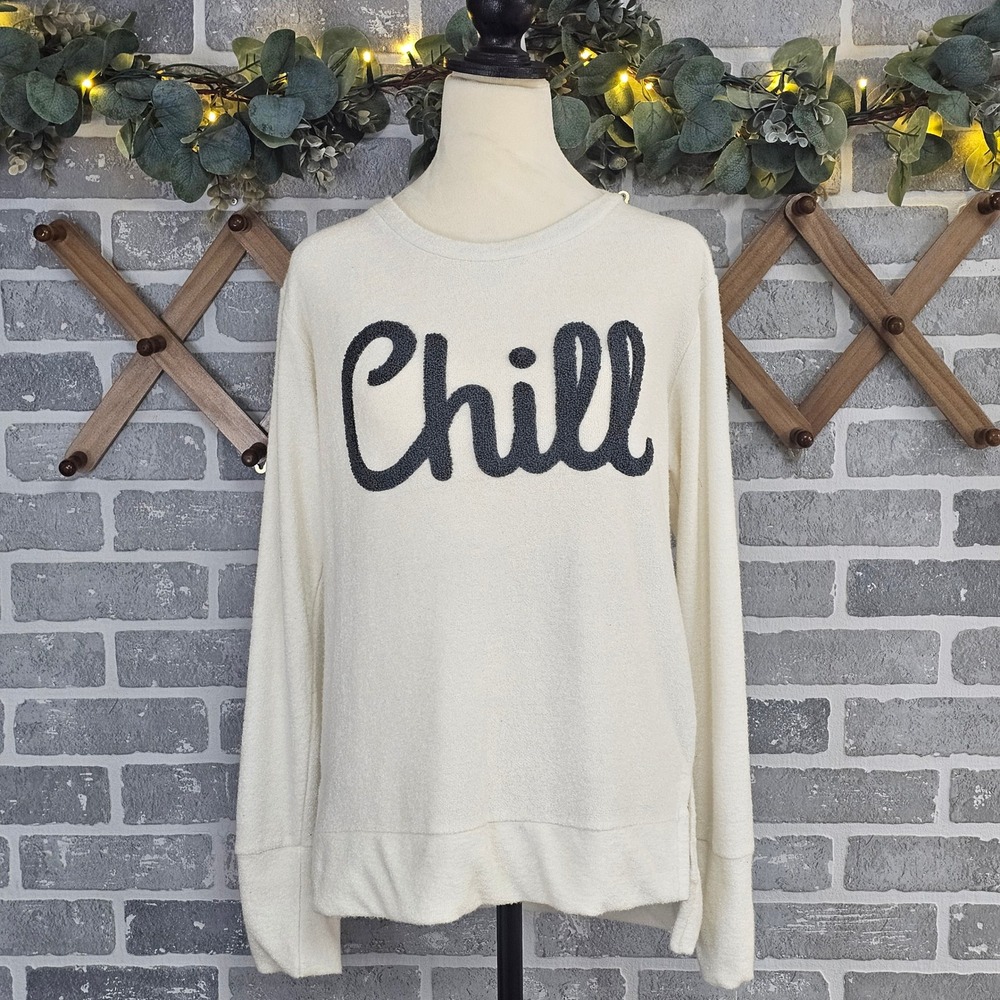 Royce Brand Chill Sweater Women's S Ivory Oversized Soft Cozy Hi Low Pullover
